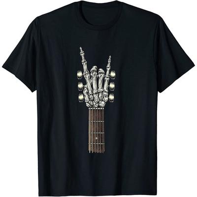 Tees for Men Rock and Roll Guitar Print T Shirt Casual Short Sleeve Tshirt for Summer Spring Fall Tops As Gifts Men Clothing