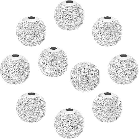 NBEADS 10 Stück Zirkonia Pavé Königskrone Perlen, 11x7mm Goldfarbe Armband Abstandshalter Charms Große Loch Lose Perlen für Armband Halskette DIY