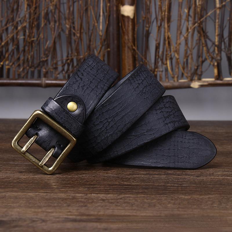 Cureaua Bărbați în stil coreean, retro, învechit, la modă, unică, cu ac dublu, din alamă, cu cataramă, din piele naturală, din piele de vacă pură.