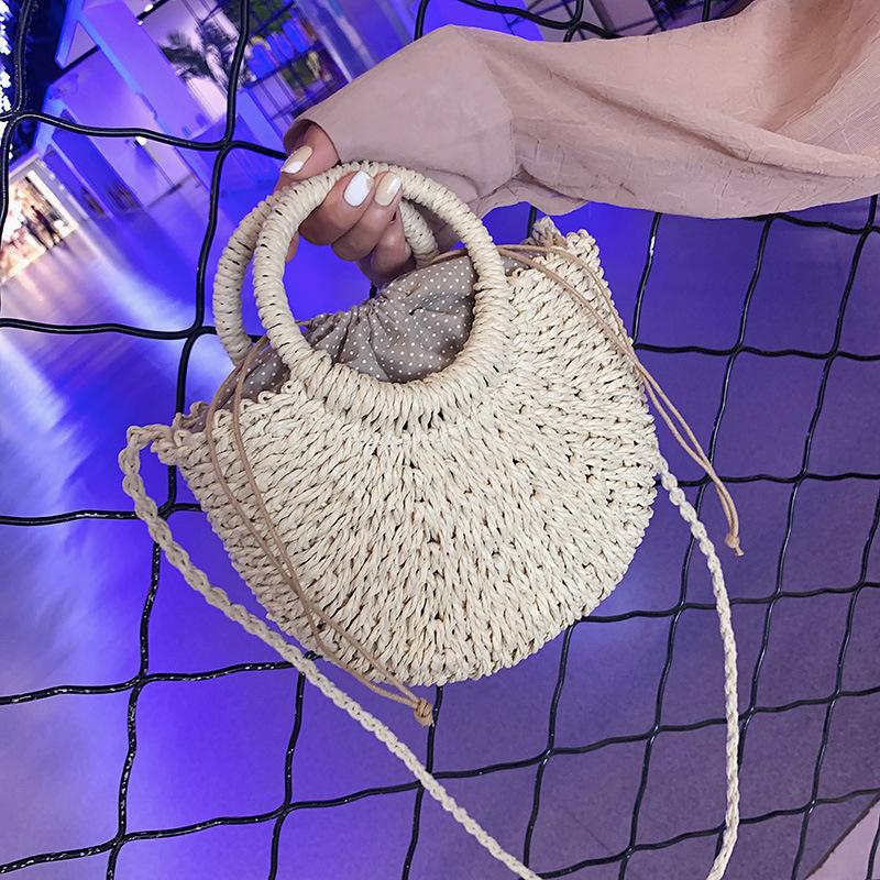 Half-Round Rattan Beach Bag Women Large Capacity Handle Bag Summer Beach Bags Travel Weave Handle Bag Premium Durable