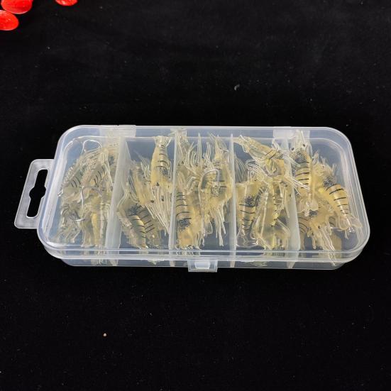 30Pcs Fishing Baits Artificial Soft Shrimp Lures Realistic Looking Vibrant Color Mini Size Soft Baits Fake Lures with Sharp Hooks