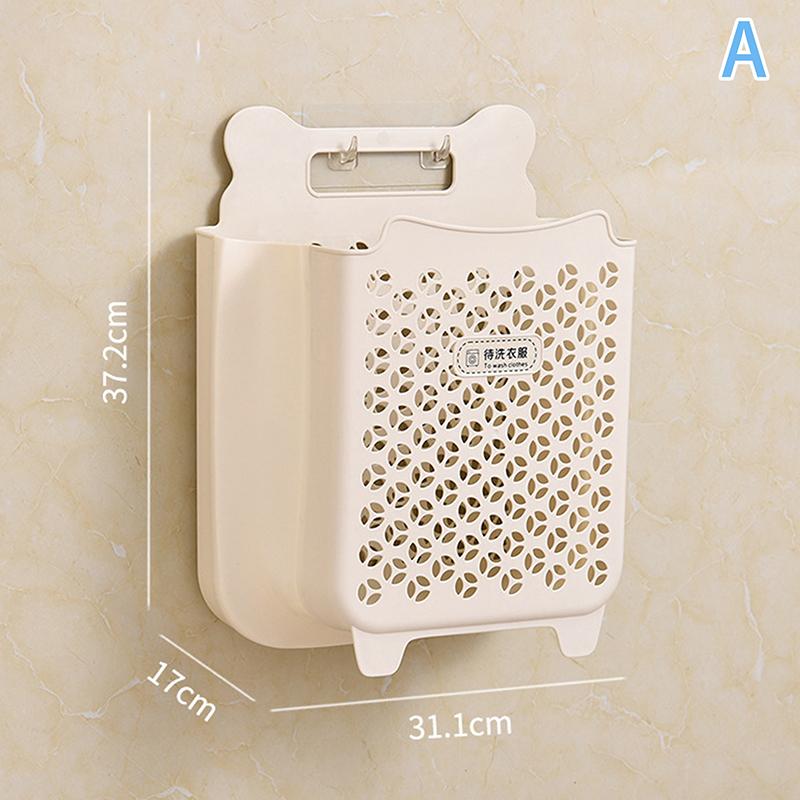 Folding Dirty Clothes Basket Wall Mounted Laundry Storage Hamper For Bathroom Portable Hollowed Laundry Bag For Bathroom Bedroom