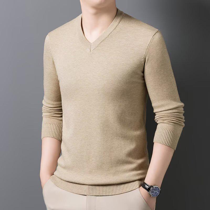 

Heart-shaped V-neck Core-spun Yarn Knitwear: Solid, Versatile, Trendy Warm Pullover for Autumn/Winter 2XL хакі