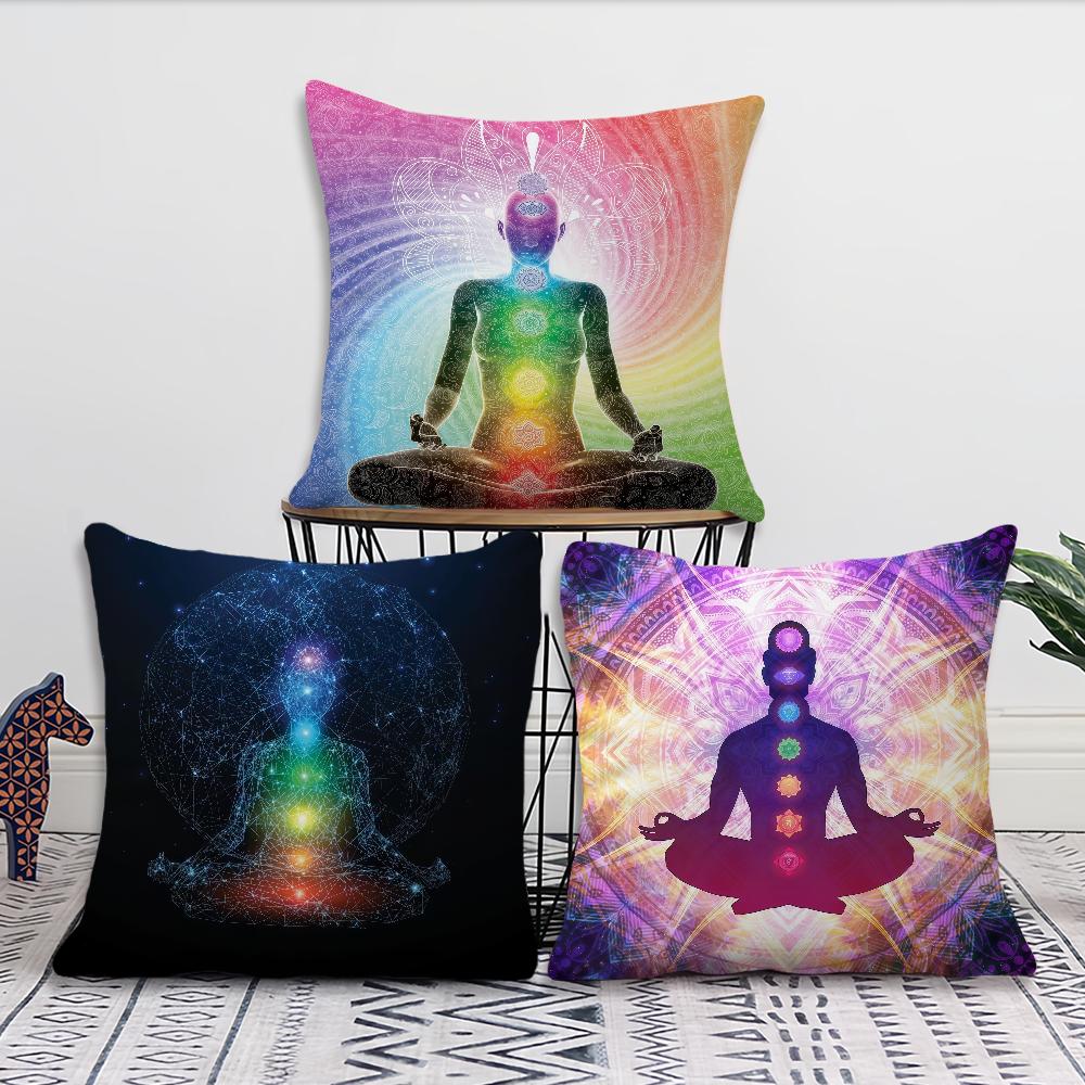 Lotus Seven Chakra Yoga Meditation cushion cover For Pillow Printing Sofa Decoration Home Car Room Shop Office Nordic Simplicity