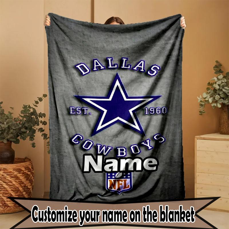Custom Name Personalized Dallas Cowboys Print Blanket, Home Decor, Bedroom, Sofa, Camping, Couch, Gifts for Birthday ChristmasEnthusiasts