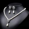 European and American Fashion New Pearl Necklace Jewelry Set Diamond Rose Hollow Pendant Pearl Fringed Bride Chain