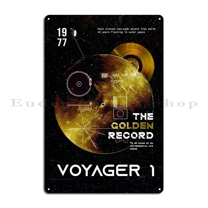 Вояджер-1 Золотая пластинка Исследование космоса 1977 Металлическая табличка Дизайнер Создать Кино Кино Классика Жестяная табличка Постер 20x30cm