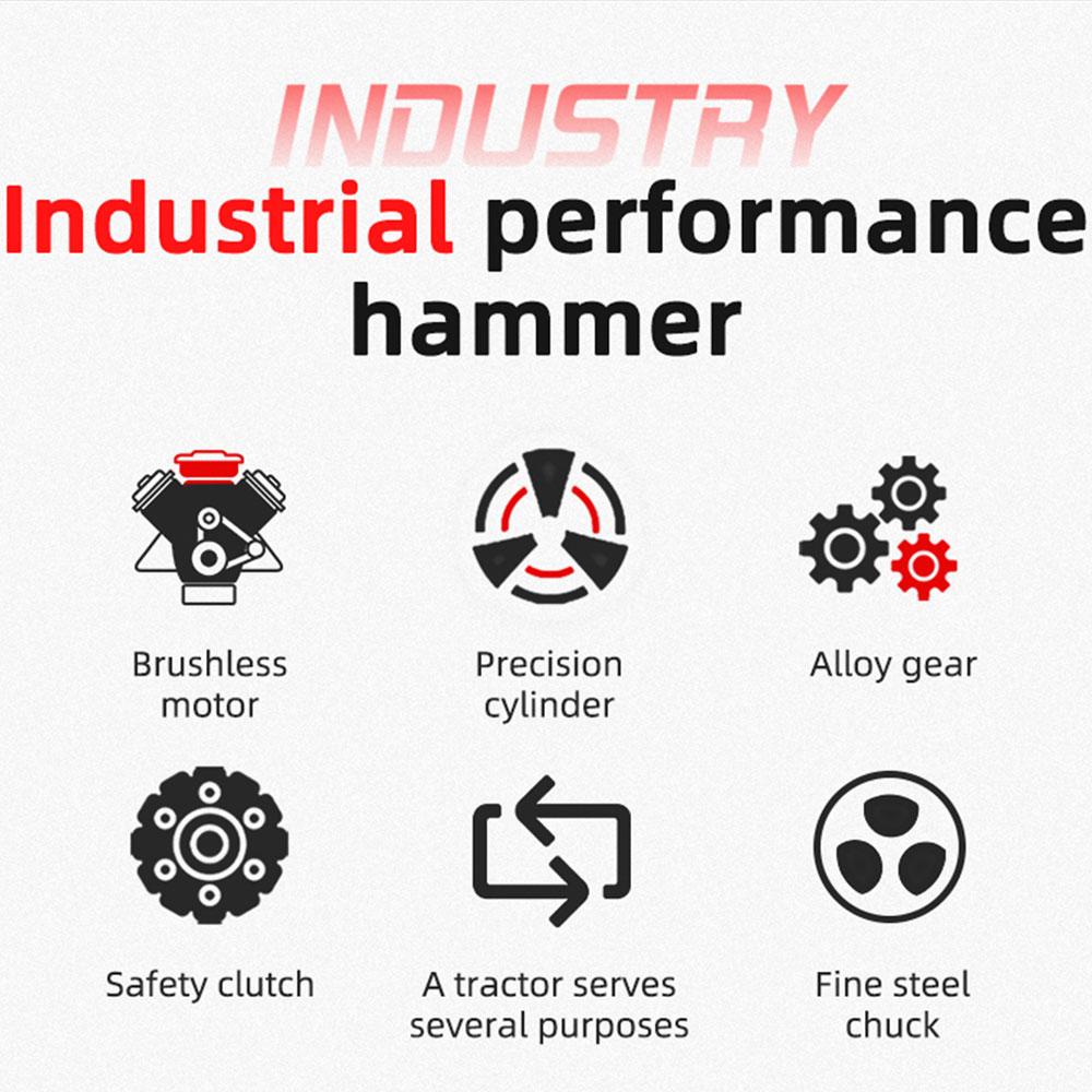 NAWIN Rotary Hammer High Power Heavy Impact Electric Hammer Concrete Breaker 21V Brushless Electric Hammer Power Tool