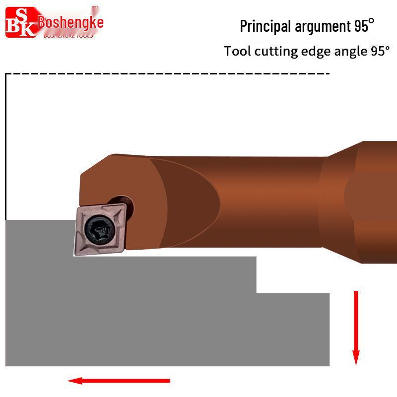 95° CNC Tool Holder with Small Head, Inner Hole D06-SCLCR06A16, Large Diameter Spring Steel Shank, Shockproof Boring.