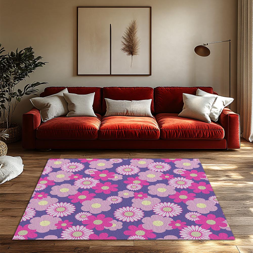 Floral Area Rug Washable Non Slip Soft Carpet Living Room Bedroom Floor Mat Home Decor Throw Rug Modern Abstract Pattern Design