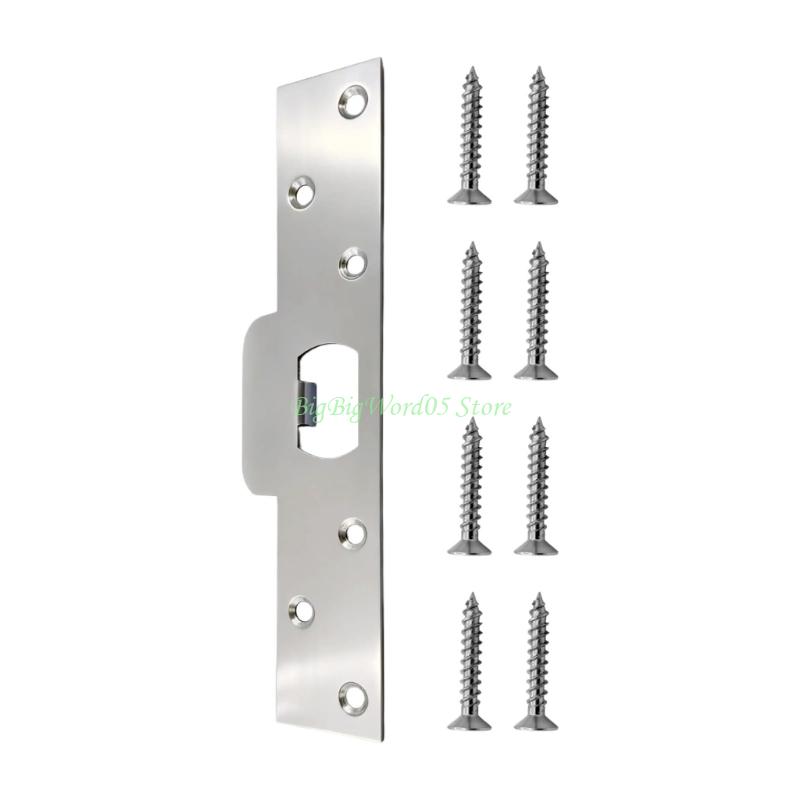 

24TE Stainless Steel Door Latches Security Strikes Plate With Double Steel Plates For Door Lock Thick Door Back Plate срібний