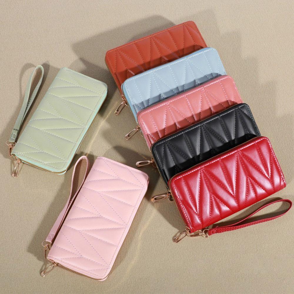 Solid Color Lady Wallet Long Quilted Clutch Bag Fashion Women's Wallet  Card Holder