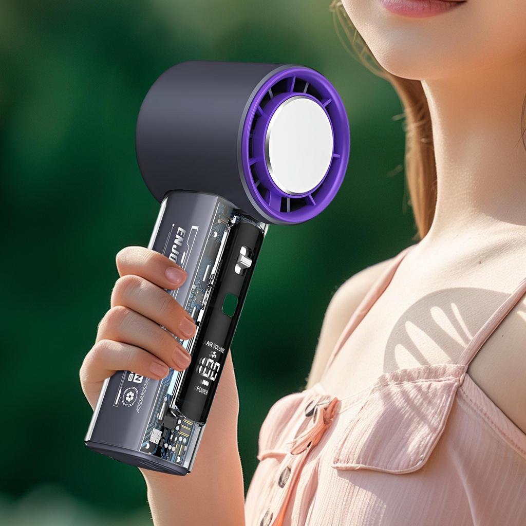 Handheld Fan Rechargeable Portable Hand Fan Personal Cooling LED Display 100 Speeds Rechargeable Air Cooler For Women Kids