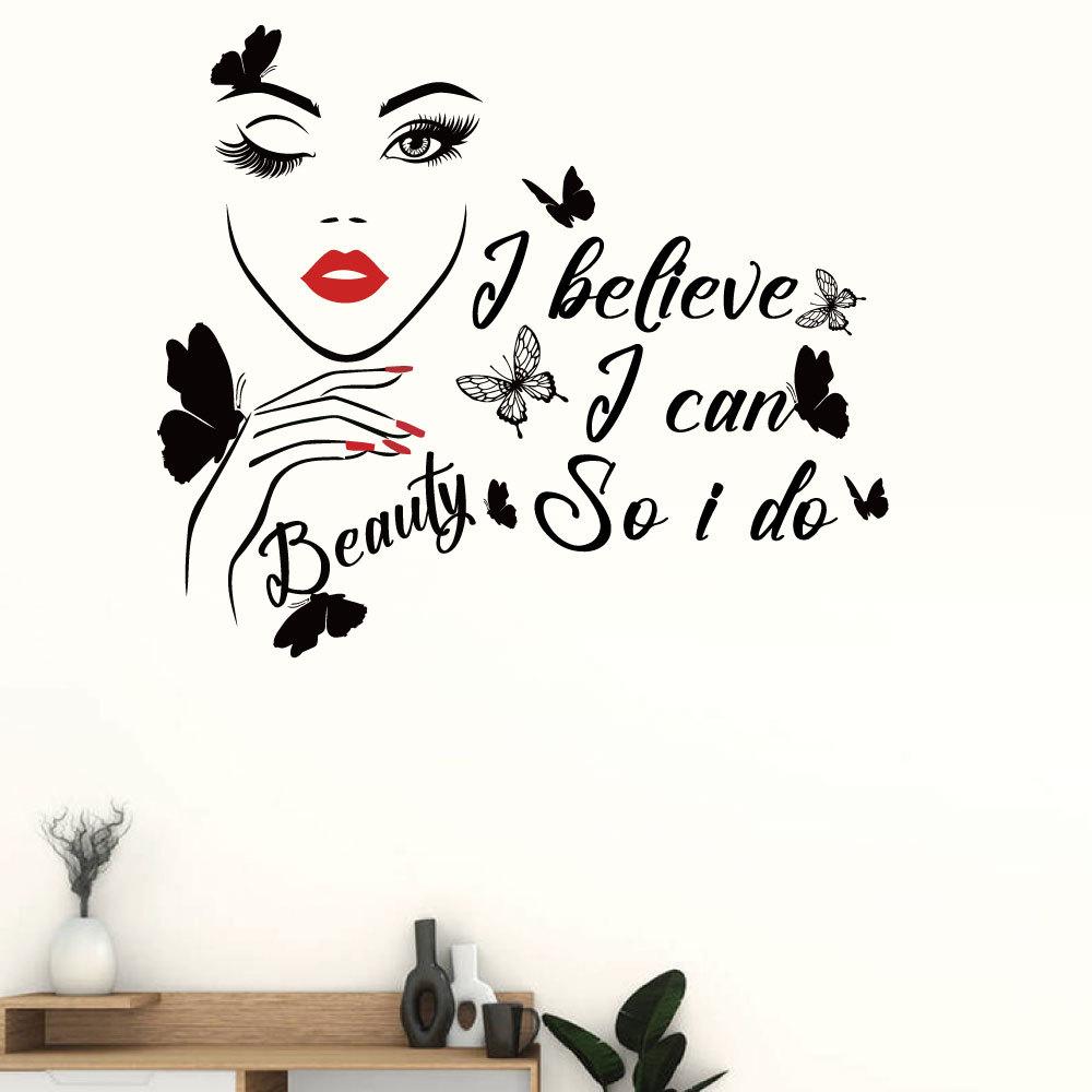 DIY Butterfly Wall Art Decals Waterproof Self-Adhesive PVC Stickers for Lash Beauty Salon Shop Wall Decor