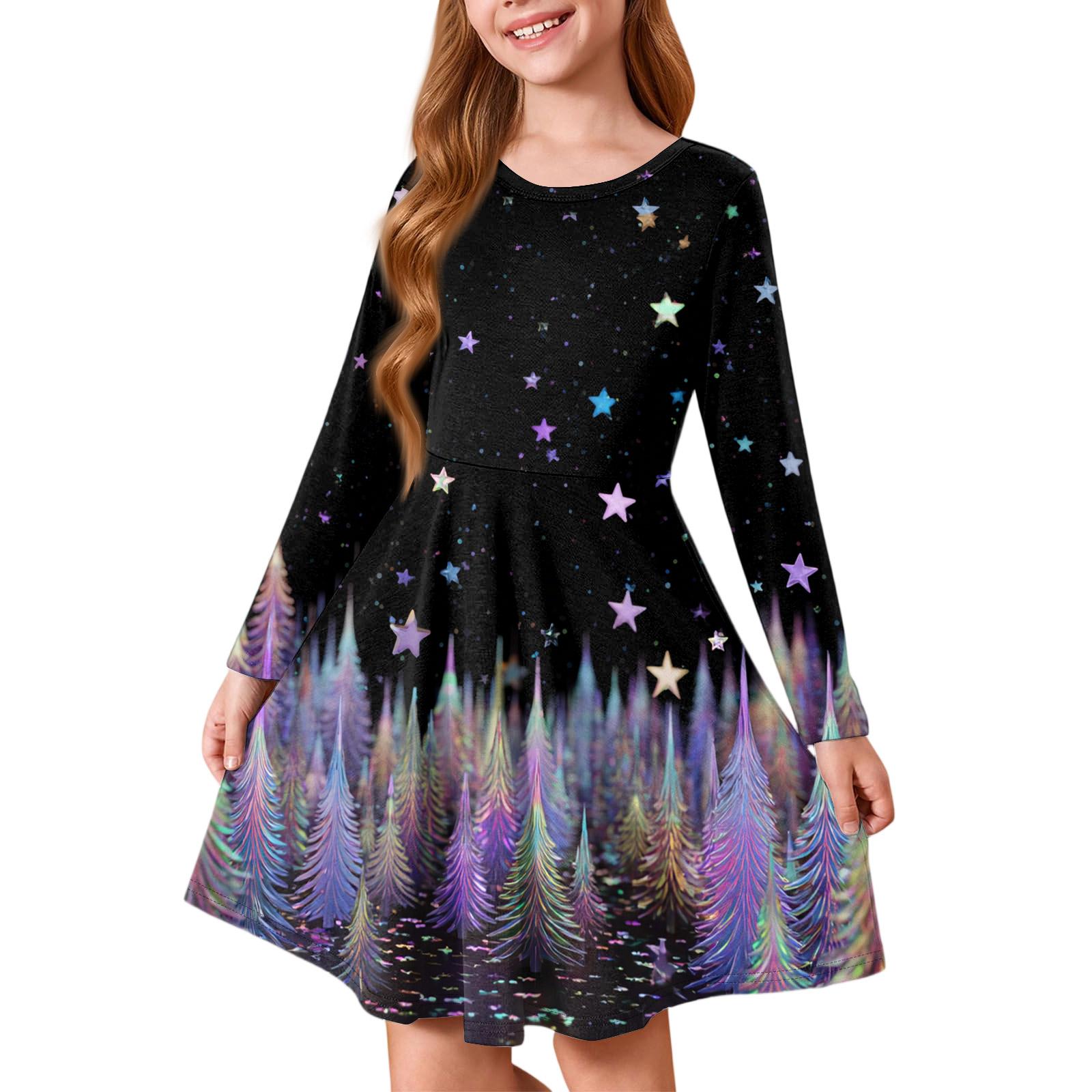 

Платье принцессы для девочек - Платье-футболка А-силуэта с длинным рукавом на Рождество 140