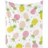 Yellow Pineapple Throw Blanket Tropical Fruit Flannel Blanket Cartoon Style Soft Sofa Couch Office Flannel Blankets for Kid Teen