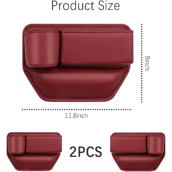 2PCS Car Seat Gap Filler Organizer with Car Cup Holder,Leather Car Side Seat Gap Filler Keeps Car Interior Tidy,Multifunctional Universal Car Front