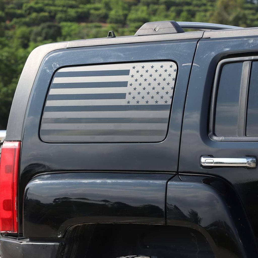 American Flag Vinyl Rear Side Window Decals Compatible with Hummer H3 2005-2009,Window Decals Precut Stickers Exterior Accessories(Black)