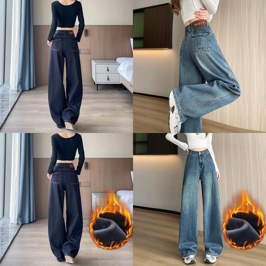 Classic Denim Pants For Women With High Waist And Wide Legs For Casual Autumn Wear