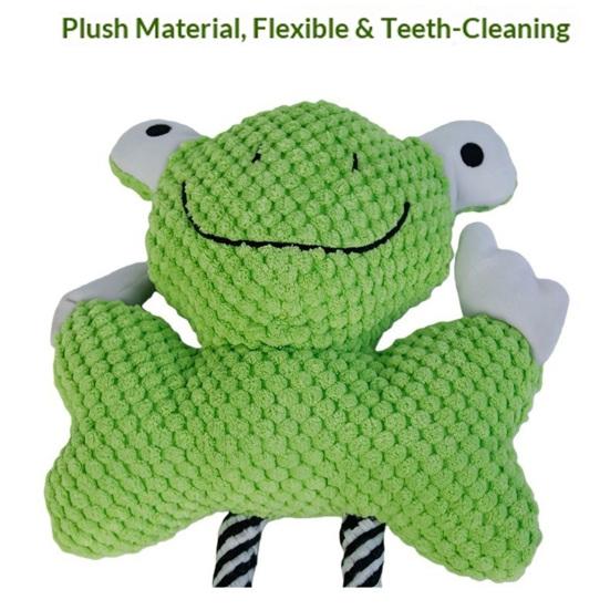 Squeaky Dog Toys for Small Medium Large Dogs Plush Frog Shaped Pet Tug Toy Interactive Stuffed Puppy Chew Toy for Training Teething