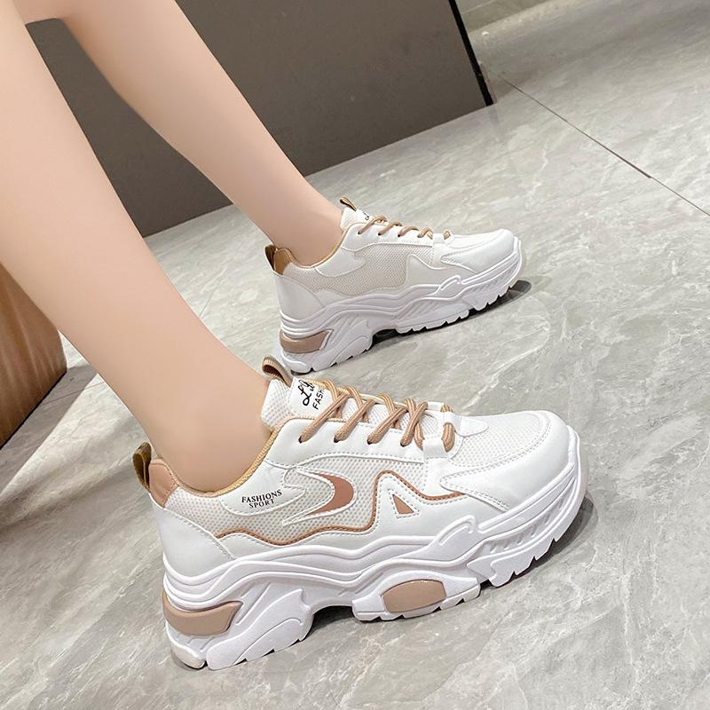

2025 summer new breathable comfortable fashion Korean version mesh shoes women s muffin platform casual sports dad shoes 36 хаки