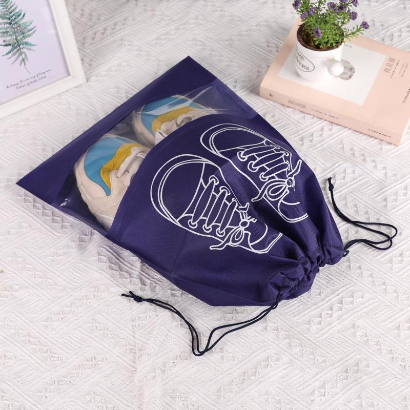 Non-Woven Dustproof Drawstring Shoe Storage Bag Small 27*36 темно-синий