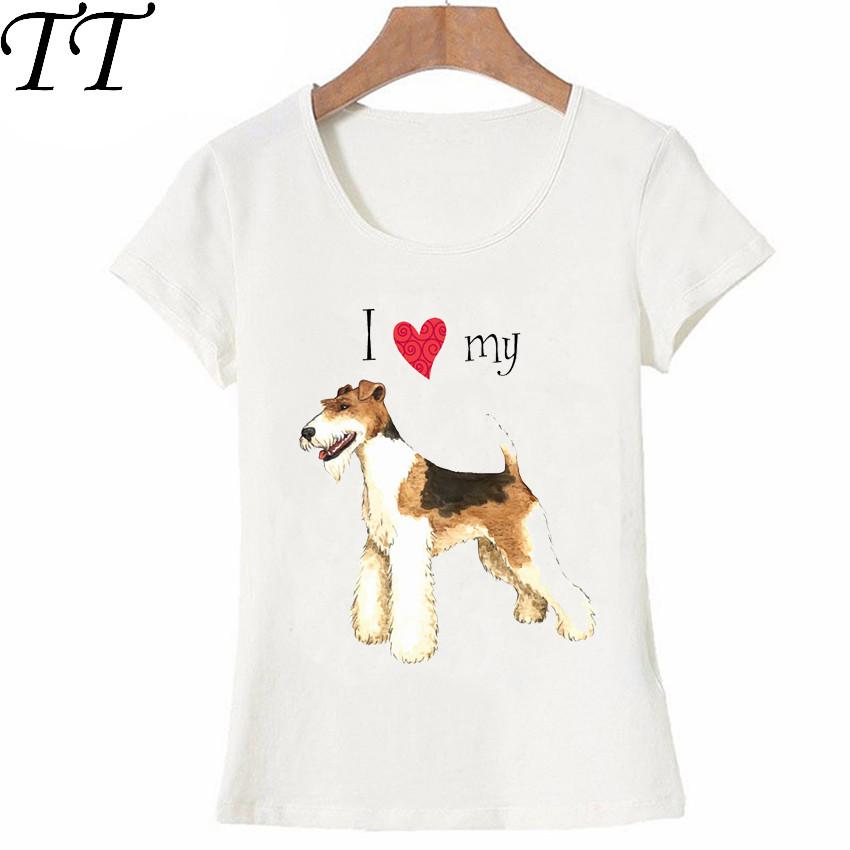 I Love my Wire Fox Terrier tshirt summer fashion women T shirt Woman short sleeve casual Tees lovely girl Tops