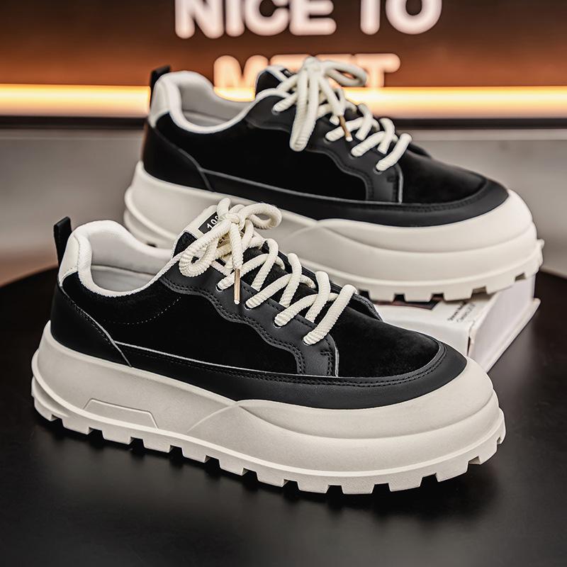 2026 Men Platform Leather Casual Shoes Popular Youth Flats Sneakers Outdoor Non-slip Comfortable Man Board Shoes Tenis Masculino
