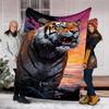 1pc Tiger Print Print Outdoor Blanket, Lightweight Polyester,