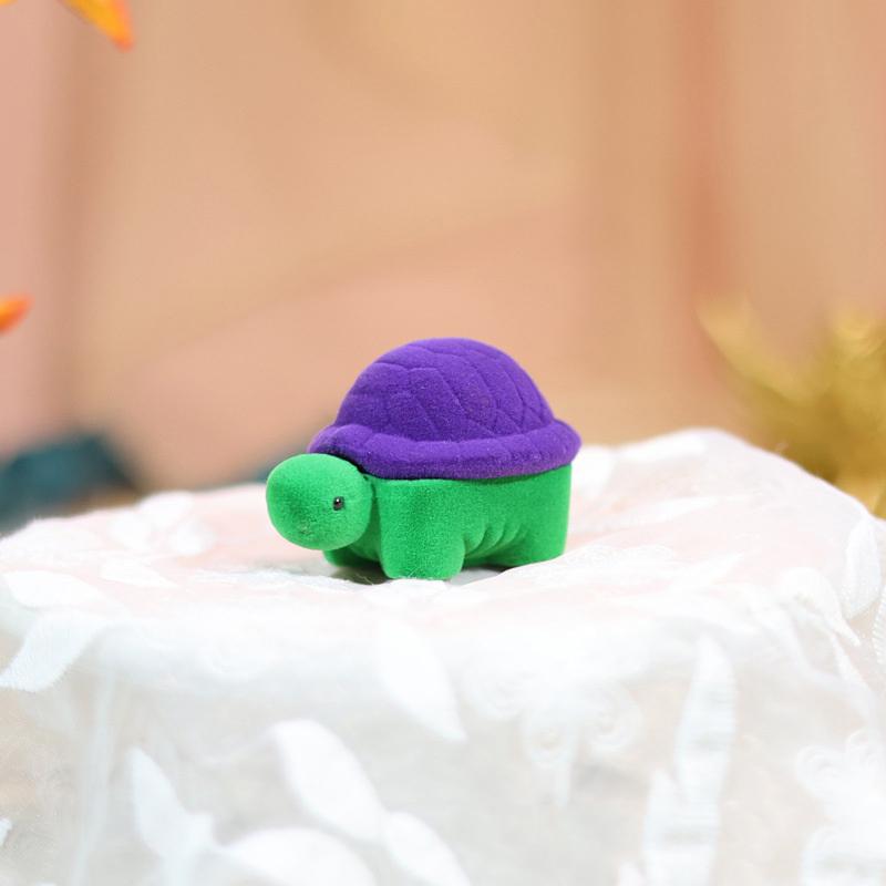 Мультяшная милая коробочка для колец, коробочка для украшений в форме черепахи, бархатная коробочка для серег, флокированная коробочка, изысканная подарочная коробочка для украшений
