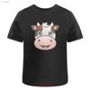 Happy Cow Face T Shirt 100 Cotton S 2XL TA040797 Vintage Washed Slightly Homme Casual Streetwear Versatile Unisex Soft
