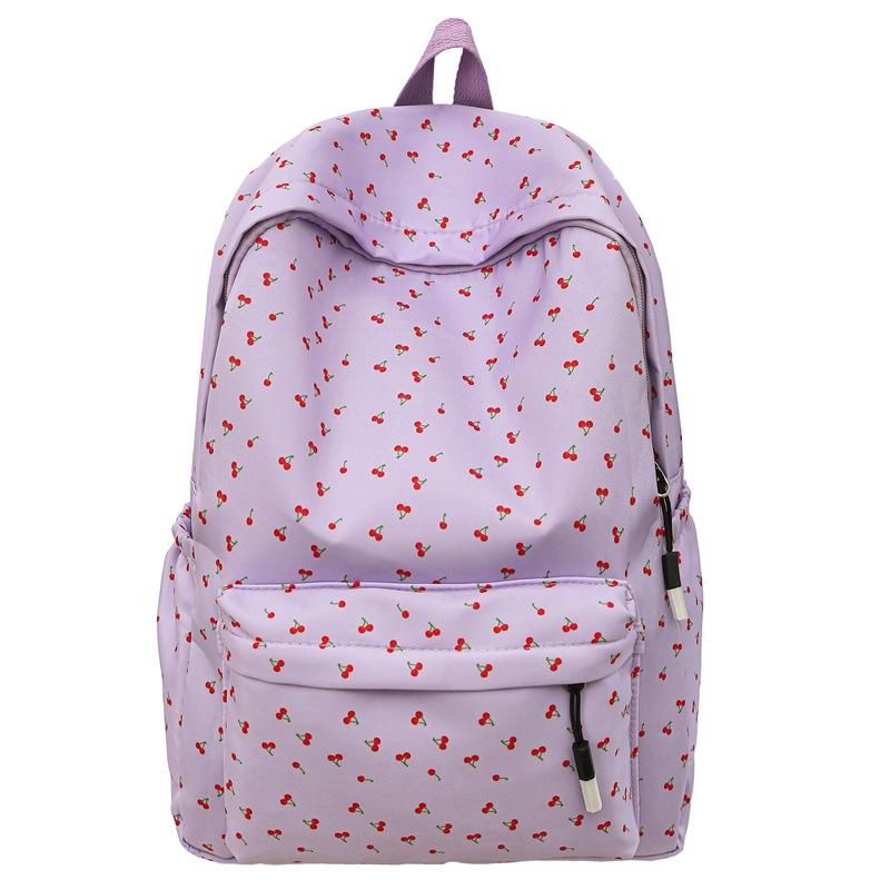 Korean small fresh schoolbag female college student simple small floral backpack lightweight large capacity high school backpack