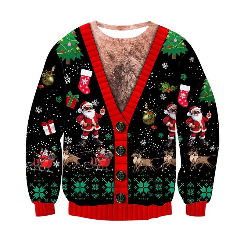 

Harajuku 3D Print Funny Christmas Sweatshirts Reinder Santa Christmas Decorations Graphic Ugly Christmas Sweatshirts Mens Clothing Top XL