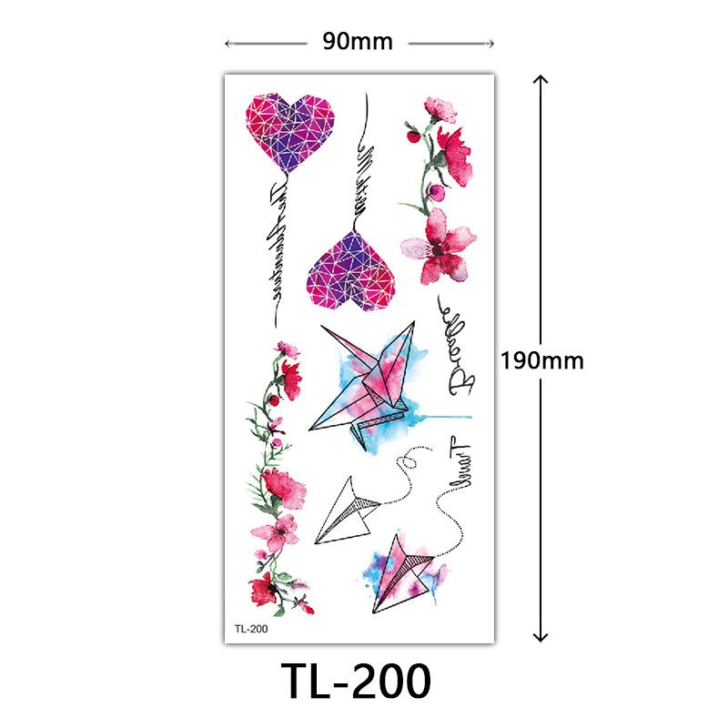 

Цветочные тату-наклейки, Цветные эскизные тату-наклейки, Английские буквы, Свадебная фотография тату 90*190mm