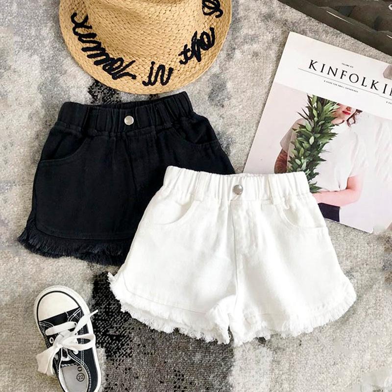 Summer New Children Clothing Solid Color Baby Girls Pants Casual White Jeans Shorts Kids Toddler Jeans Shorts