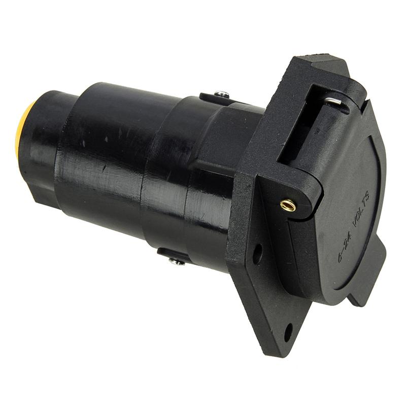 Round 7-Way 7 Pin Connector Male & Female Plug Socket Adapter for n Style RV Trailer Truck 6-24V