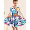 Mädchen 3D-Druck Kleider Kinder Mädchen Party Kurzarm Prinzessinnenkleid Tank 3D Kätzchen Druckkleid