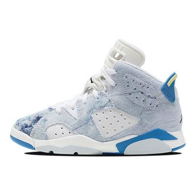 Air 6 Retro PS Washed Denim 2022 Kinder-Sneaker Blau Weiß Dutch-Blue DX6176-100