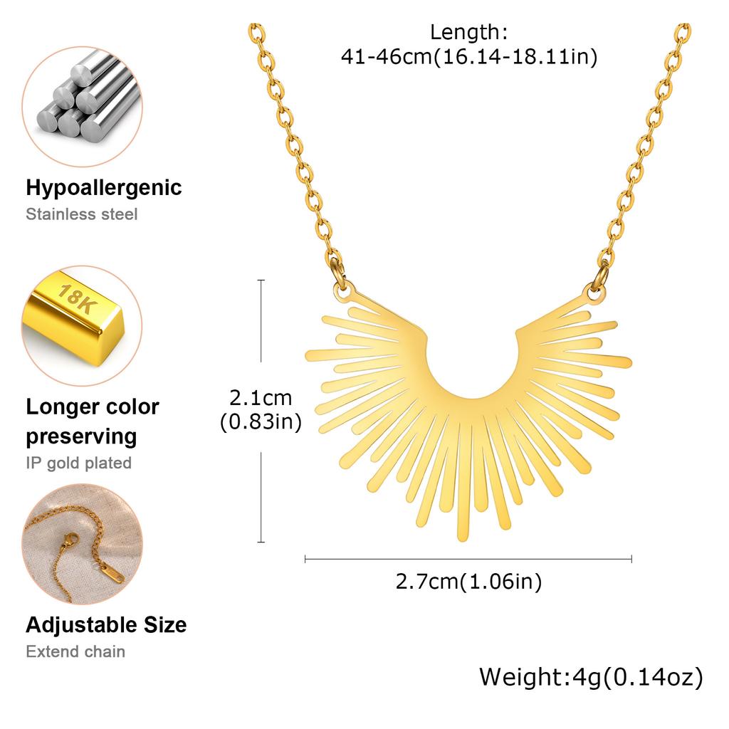 Fashion Sun Ray Pendent Necklace for Women Stainless Steel Chain Exquisite Necklaces Bohemian Necklaces Jewelry Gifts