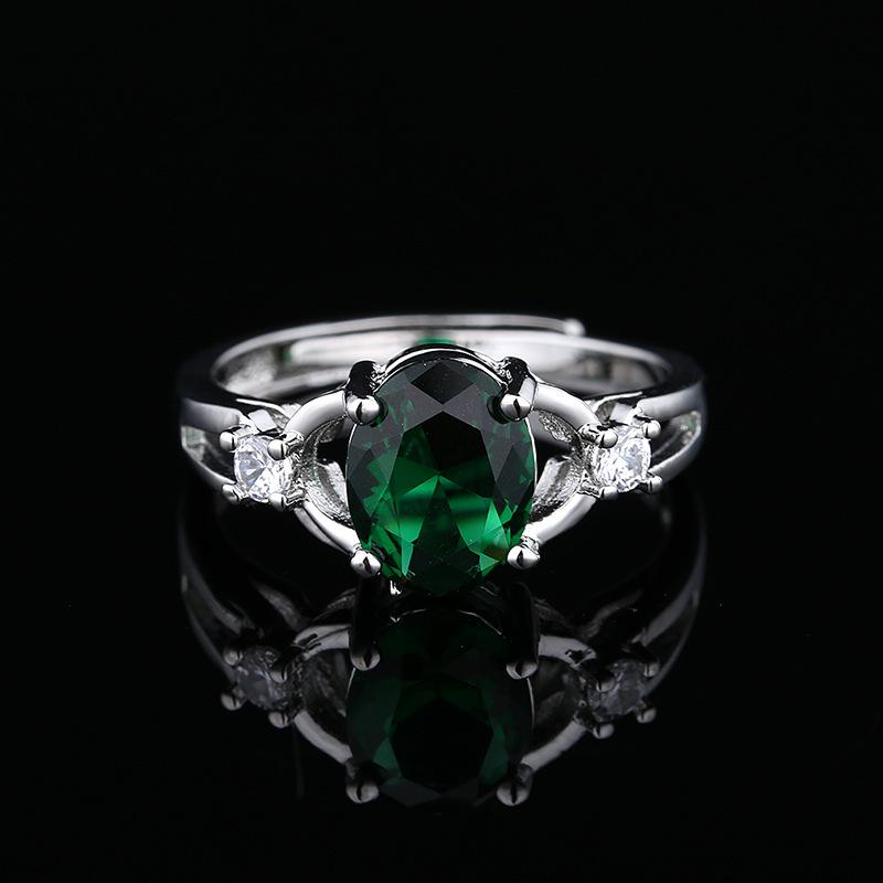 2026 Niche Classic Four-claw Purple Zircon Open Ring Ladies Korean Hollow Geometric Ring Jewelry
