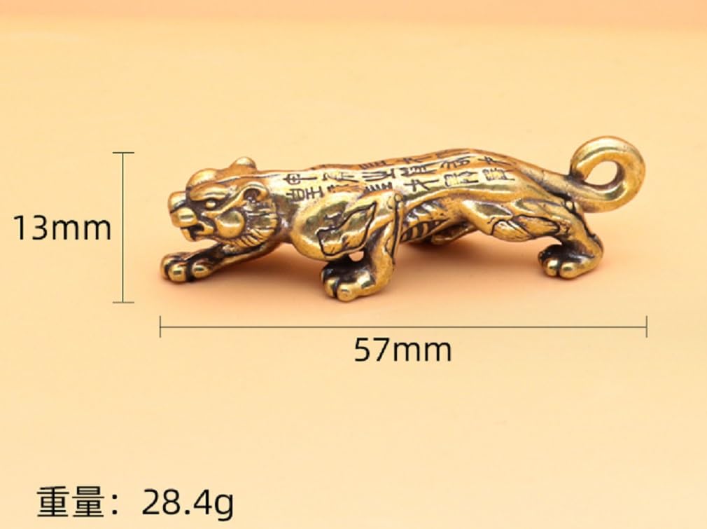 Brass White Tiger Miniature Lucky Good Amulet Figurine, Charm, Gift, Charm, Fortune,