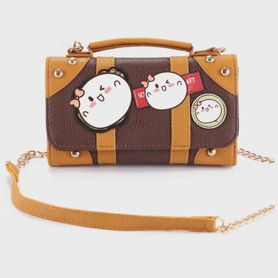 Retro Braune Kontraststich-Kettentasche - Harry Hogwarts Magische Umhängetasche