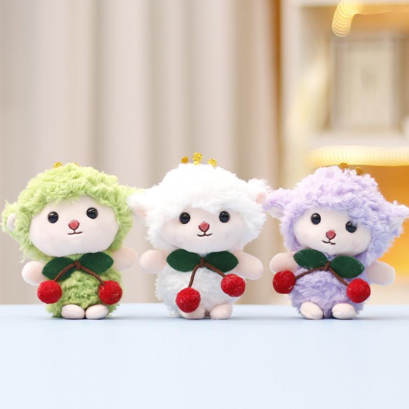 Adorable Plush Toy Cherry Lamb Doll Cute Stuffed Animal Keychain Pendant Bag
