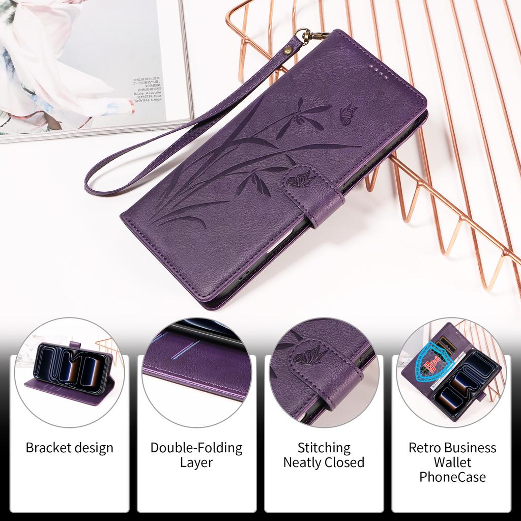 For iPhone 17 Flip Case for iPhone 16 15 14 Plus 13 12 17 Pro Max 17E 16E Cases Flower Leather Wallet Back Cover Card Holder