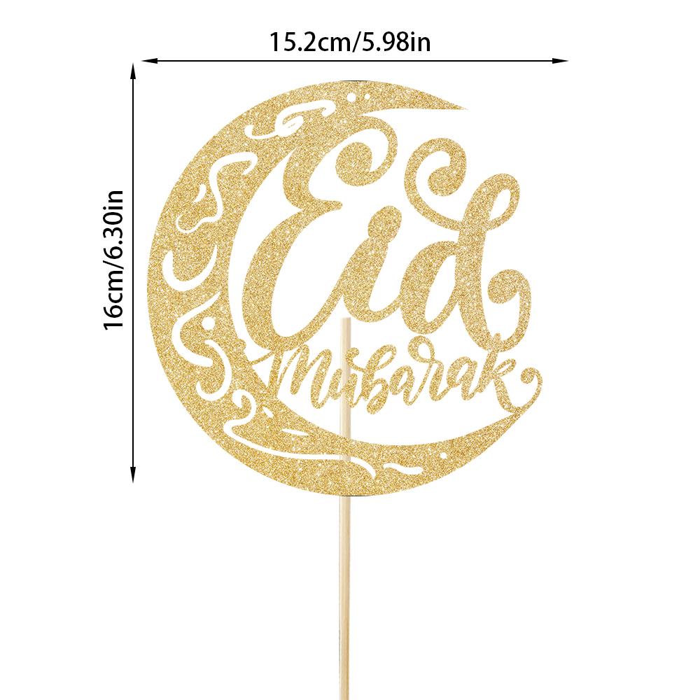 Eid Mubarak Cake Toppers Glitter Golden Ramadan Kareem Cupcake Decoration Eid AL Adha Gifts Muslim Islamic party cake decoration