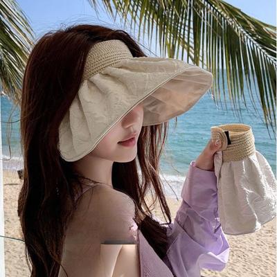 Big Brim Hat Women's Summer Sun Protection Sun Hat UV Protection Outdoor Versatile Concave-convex Pattern Empty Top Sun Hat