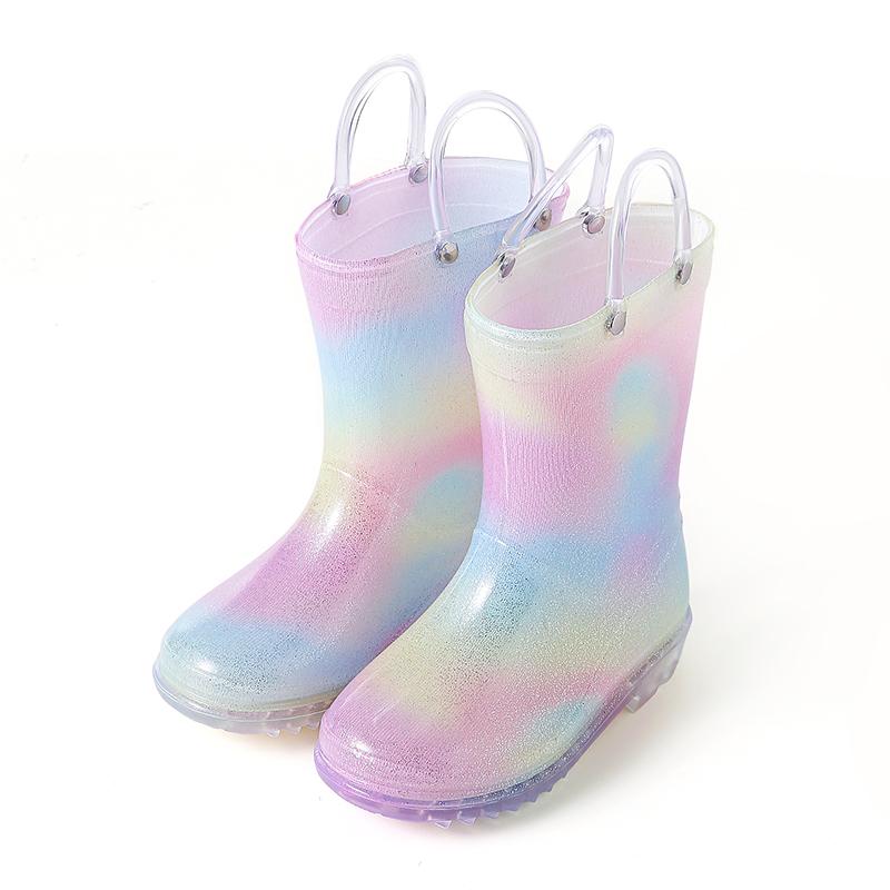 custom children s rainbow crystal rain boots, soft and comfortable, garden beach princess style 23