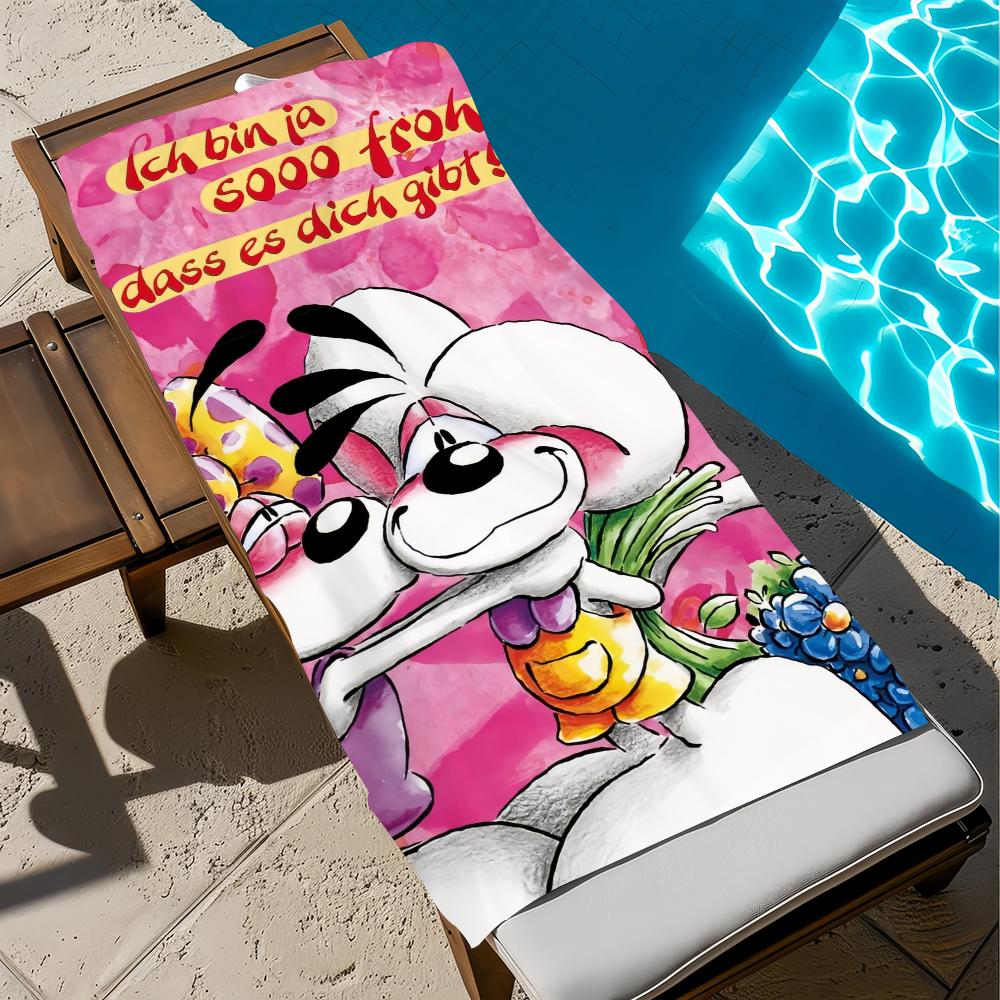 Character Cut D-diddl Towel Large Quick-Drying Microfiber Soft Beach Towel for Travel Fitness Sauna Bathing Camping
