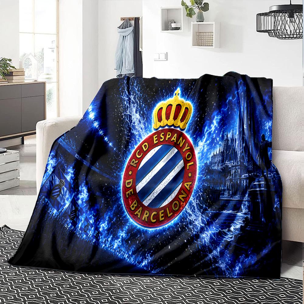 Espanyol Fc Stadium Flannel Blanket, Soft Polyester, Modern Design, All-Season for Camping, Travel, Gifts for holidays or birthdays