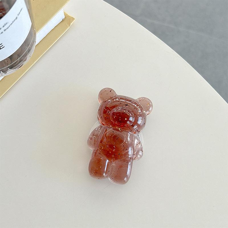 Transparent Bear Mobile Phone Airbag Bracket Gold Foil Back Sticker Creative Desktop Bracket Stable